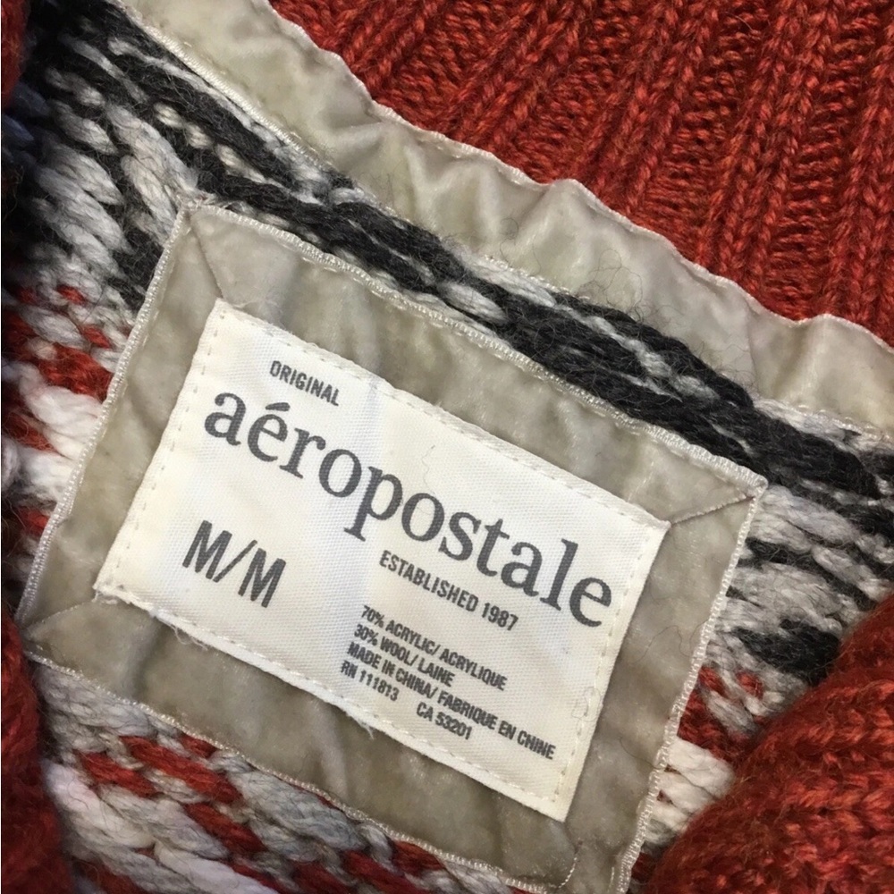 Aeropostale Heavy Warm Button-Down Cardigan Sweater Fair De Isle - Picture 4 of 4